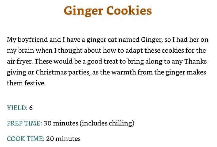a ginger cookies recipe from air fryer delights.