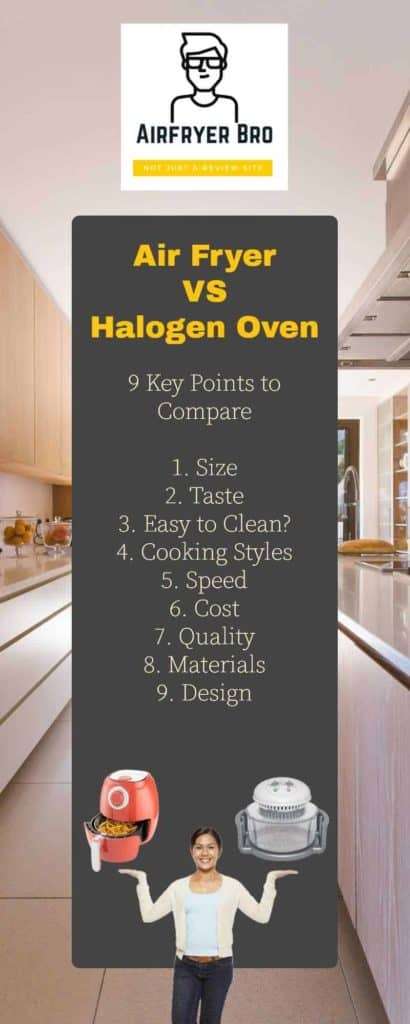 our key points to compare an air fryer and a halogen oven
